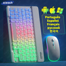 Tastatur für Tablet Android iOS Windows Kabellose Maus Tastatur Bluetooth-kompatible Regenbogen-Hintergrundbeleuchtung Tastatur für iPad Telefon