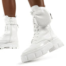 Women Boots 2020 Fashion Chunky Boots Pocket Platform Boots White Shoes For Women Autumn Winter Boots High Heels Botas Mujer