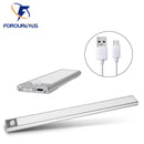 Luz nocturna ultrafina de 12/23, 5/40cm, luces LED para debajo del armario, Sensor de movimiento PIR, lámpara recargable por USB para cocina