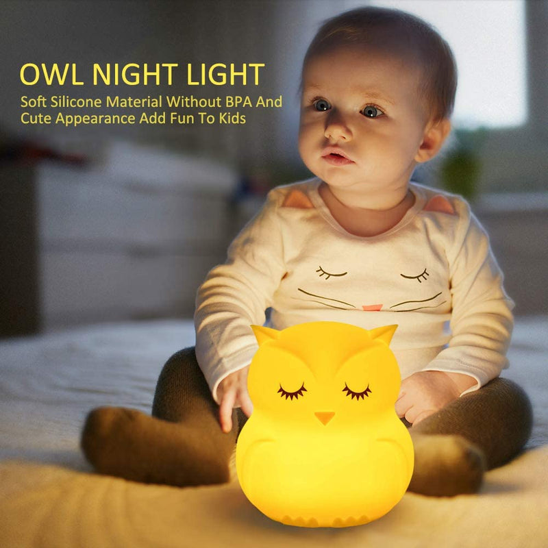 Búho Luz Nocturna Control Remoto Sensor Táctil Temporizador Regulable Luces LED Recargables Lámpara de Noche de Noche para Niños Niños Bebé