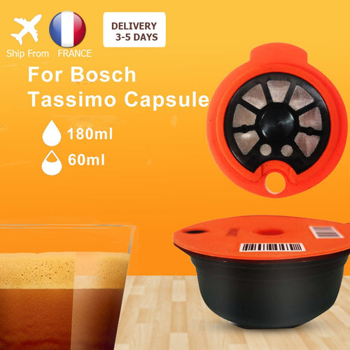 IFilas180/60 ml nachfüllbare Espresso-Kaffeemaschinen-Kapseln für BOSCH-Maschine Tassimo wiederverwendbare Filterkaffeekapseln, umweltfreundlich