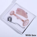 Slimming Massager Rose Quartz Roller Natural Jade Roller Microneedle Roller Jade Spatula Three-piece Skin Care Facial Massager