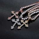 JINAO New Iced Out Cross Pendant Ice Crystal Cubic Zircon Cross Pendant Necklace For Men Hip Hop Jewelry Gift