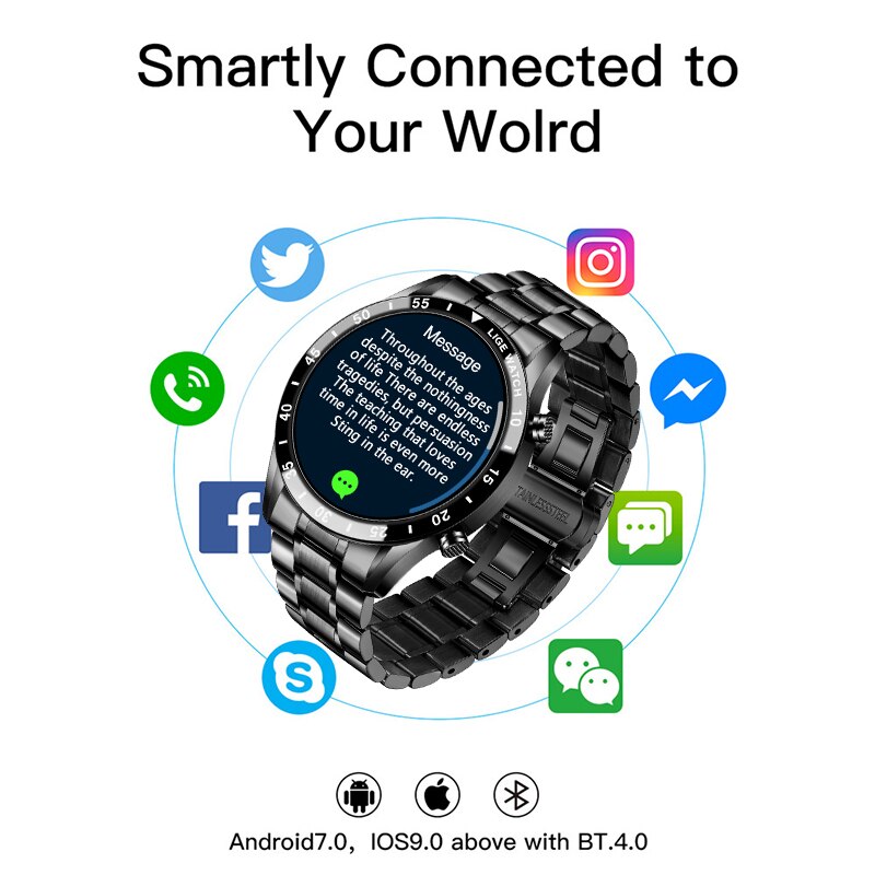 LIGE 2021 nuevo reloj inteligente con pantalla completamente táctil, reloj deportivo con Bluetooth para llamadas, reloj para hombres, mensaje de frecuencia cardíaca, recordatorio de negocios, reloj inteligente para hombres