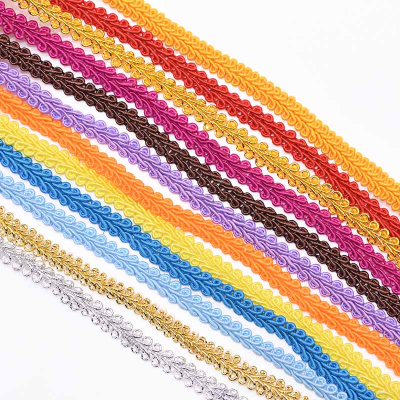 10m/lot Lace Trim Ribbon Gold Silver Centipede Braided Lace DIY Craft Sewing Accessories Wedding Xmas Decor Fabric Curve Lace