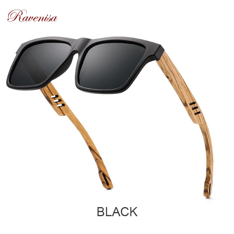 Ravenisa Zebra Wood Square Sonnenbrille Polarisierte Sonnenbrille Herren Markendesigner Holzbrillengestelle Oculos De Sol Feminino