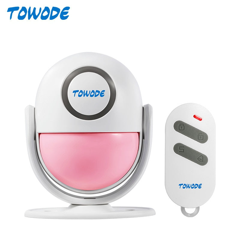 TOWODE Wireless PIR Motion Alarm Detector 120dB Loud Home Security Doorbell Sensor Remote Controller Arm Disarm Alarm Kit