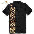 SISHION L-2XL  Men Shirt ST110 Short Sleeve Black Red Rockabilly Cotton Casual Bowling Shirts for Men camisa masculina