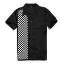 SISHION L-2XL  Men Shirt ST110 Short Sleeve Black Red Rockabilly Cotton Casual Bowling Shirts for Men camisa masculina