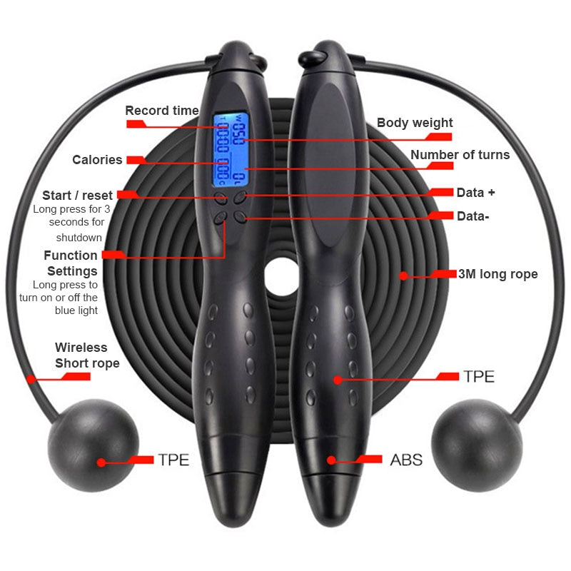 3M Springseile mit elektronischem Zählen Springseil Outdoor Abnehmen Fitnessgeräte Schnurloses Seilspringen cuerda deporte