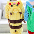 Family Halloween Cosplay Costume Animal Yellow Anime Pajamas Winter Warm Cartoon Sleepwear Matching Outfits Mother Kids Onesie