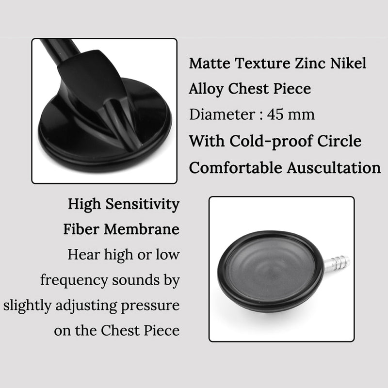 All Black Medical Cardiology Doctor Stethoscope Professional Medical Heart Stethoscope Nurse Student Medical Equipment Device