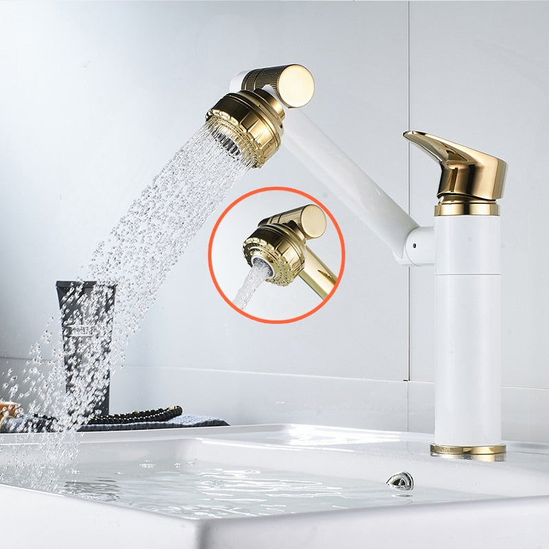 Basin Faucet Water Tap Bath 360 Degree Swivel Gold Bathroom Faucet Single Handle Sink Tap Mixer Hot and Cold Sink Water Crane