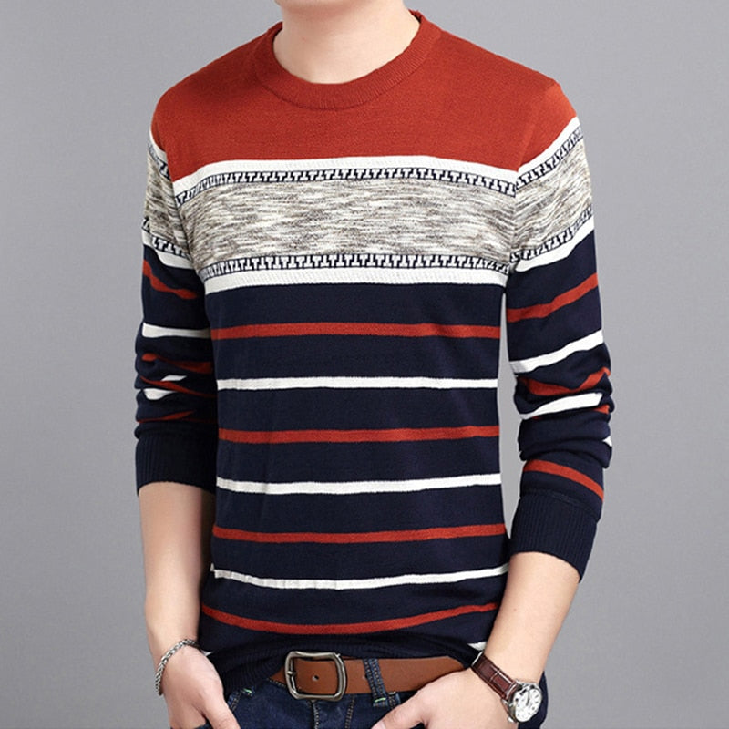 Covrlge Mens Sweater 2019 Autumn New Round Collar Pullover Men Brand Clothing Knit Shirt Slimfit Fashion Polo Sweater MZM050