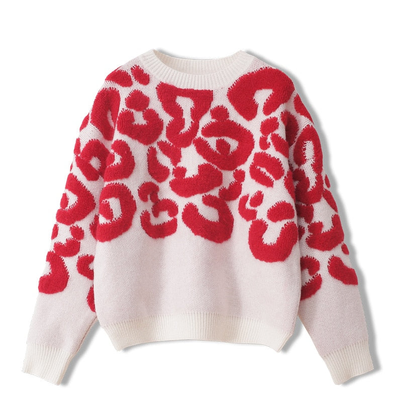 Saythen Runway Luxury Autumn Winter Pullovers Geometric Retro Leopard Knit Sweater New 2021 Sweater Women Brand Jumpers