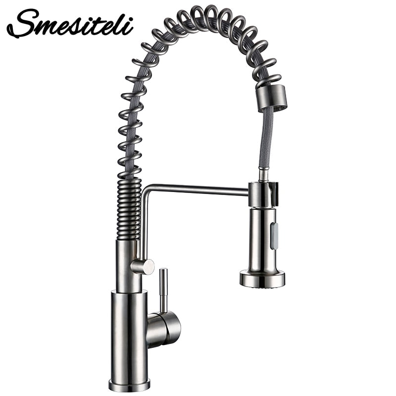 Touch On Kitchen Faucet Matt Black Sensor Activated Pull Out Mixer Sink Tap Stainless Steel Single Handle Champagne Bronze