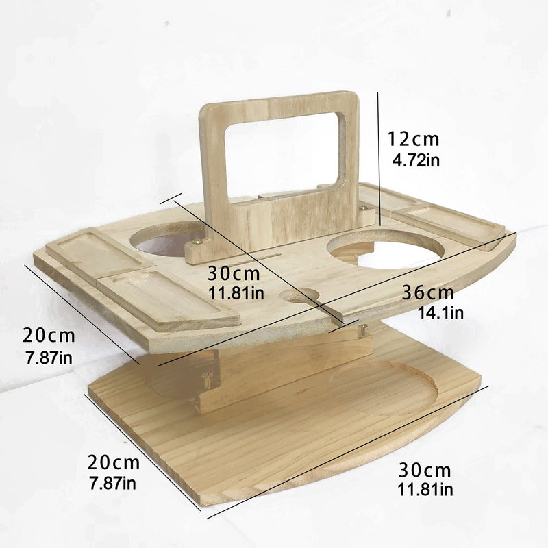 Tragbarer Picknicktisch aus Holz, Tragegriff, klappbarer Weintisch für den Außenbereich, abnehmbarer Weinglashalter, Klapptisch, Obst-Snack-Tablett