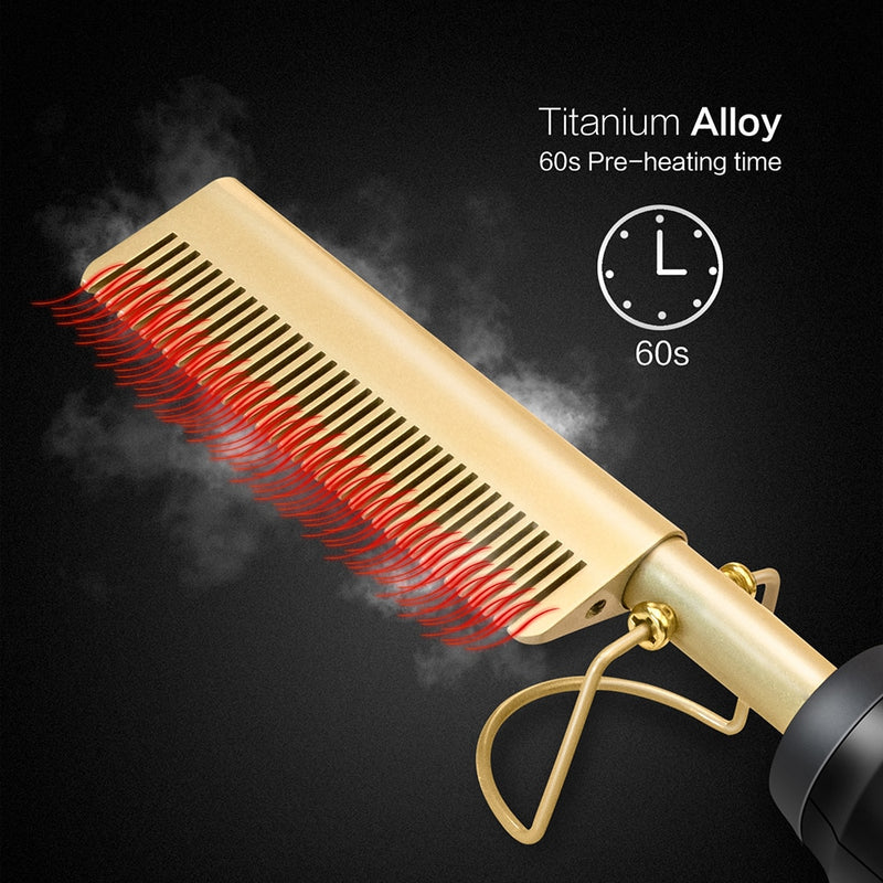 Heating Comb Straightener Electric Hot Comb Flat Iron Hair Straightening Brush Smoothing Iron Comb Hair Straightener Brush