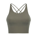 Solid Spaghetti Straps Cross Back Yoga Gym Crop Top Women Running Sport Bra Padded Activewear Exercise Fitness Cropped Tank Tops