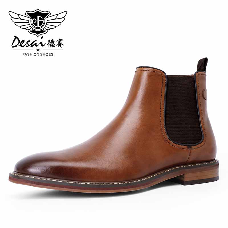 Botas Chelsea para hombre a estrenar Desai, suela inferior de piel de becerro auténtica, parte superior de piel de becerro, zapatos de bota hechos a mano interiores