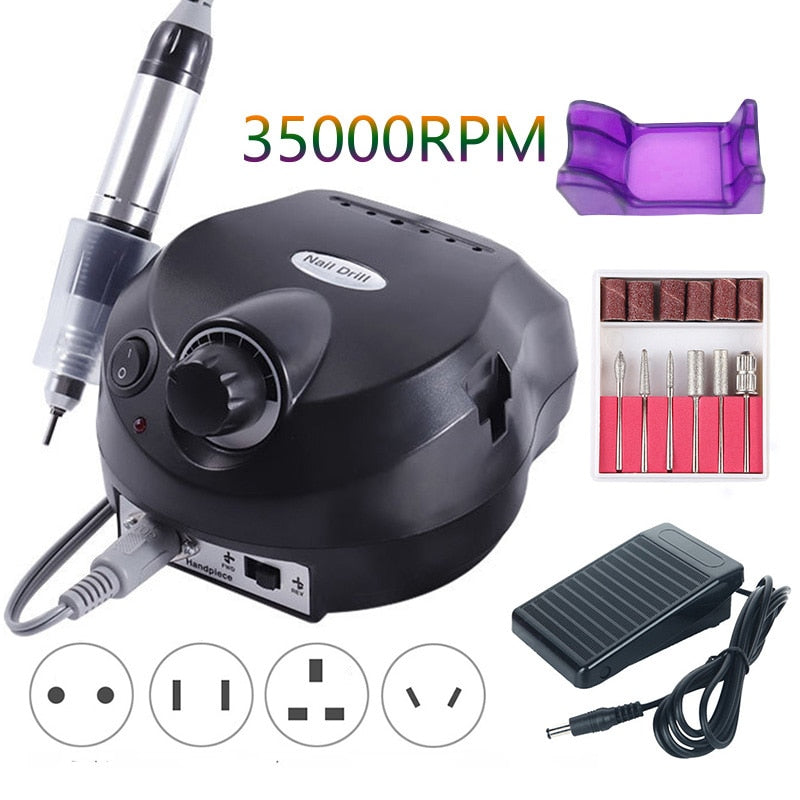 Taladro eléctrico de uñas de 35000RPM, taladro de manicura, taladro de pedicura, lijadora, taladro de uñas de salón, herramienta profesional de taladro de uñas