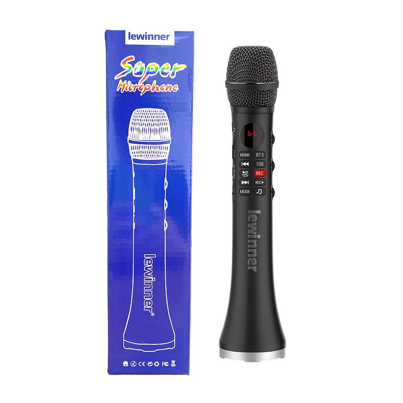 Lewinner L-699 Micrófono de karaoke profesional Altavoz inalámbrico Micrófono portátil Bluetooth para soporte de teléfono grabar reproducción TF