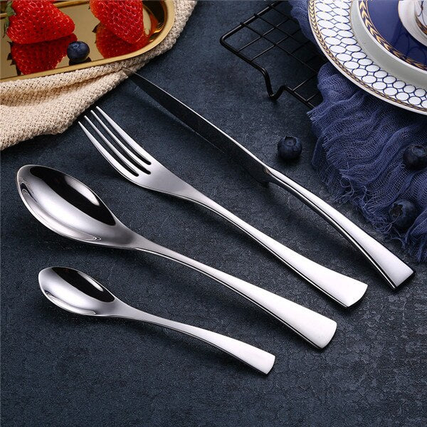 forks knives spoons Black Cutlery Set Stainless Steel Dinnerware Tableware Silverware Set Dinner Knife Fork Western Food Set