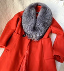 Mujeres de invierno Cuello de piel de zorro de plata real Bufanda de piel Calentador de cuello Abrigo