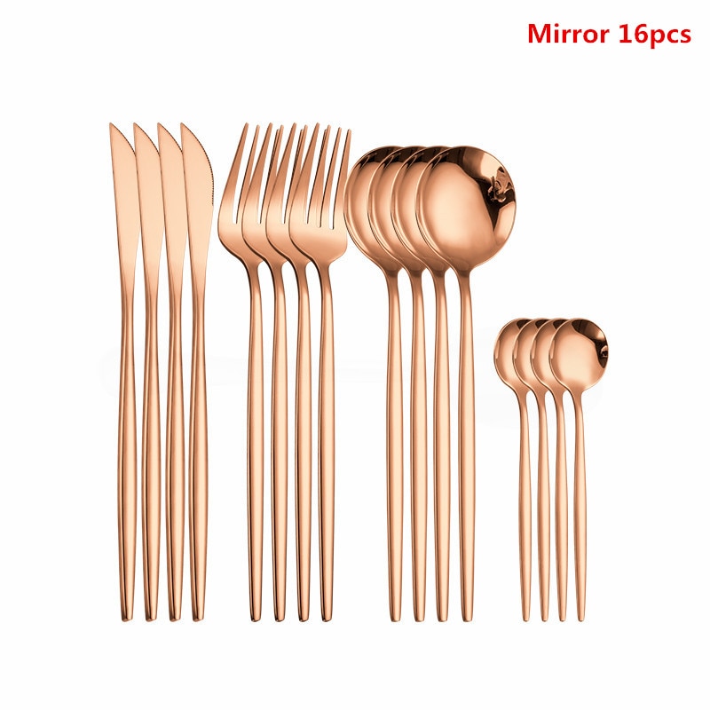 Black Tableware Forks Knives Spoons Cutlery Dinner Set Stainless Steel Cutlery Set Kitchen Flatware Set 16Pcs Luxury Dinnerware