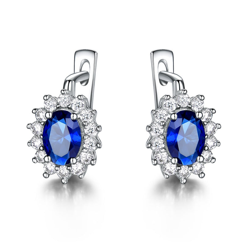 UMCHO Solid 925 Sterling Silver Gemstone Clip Earrings for Women Blue Sapphire Fine Jewelry Wedding Engagement Valentine&