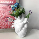 Nordic Simulation Anatomical Heart Shape Flower Vase Heartbeat Resin Flower Pot Art Vases Sculpture Desktop Plant Pot Home Decor