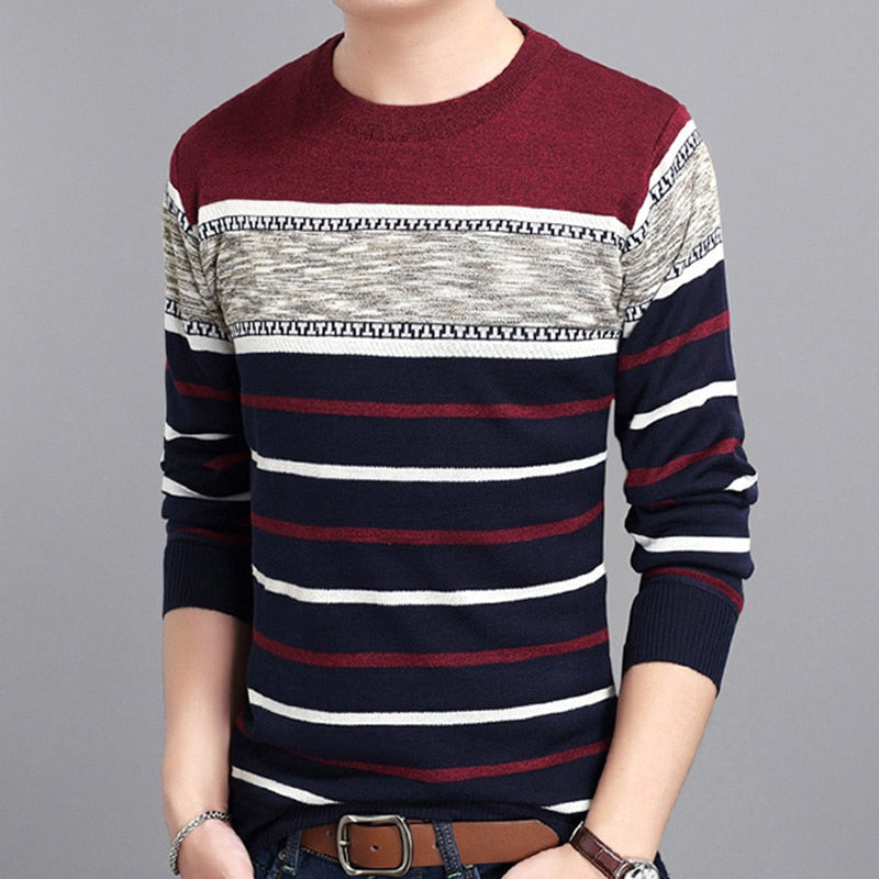 Covrlge Mens Sweater 2019 Autumn New Round Collar Pullover Men Brand Clothing Knit Shirt Slimfit Fashion Polo Sweater MZM050