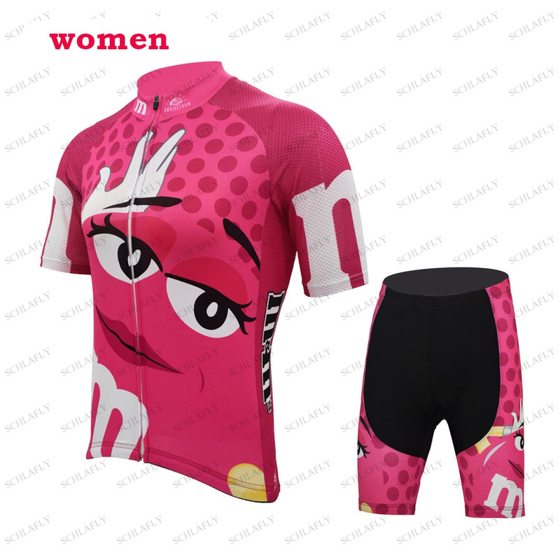 pink cycling jersey set short sleeve summer bike wear jersey bib shorts 9D gel Pad cycling clothing mtb ropa Ciclismo