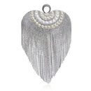 GLOIG Fashion women tassel evening bags diamonds beaded clutch wedding purse shoulder party laides case purse