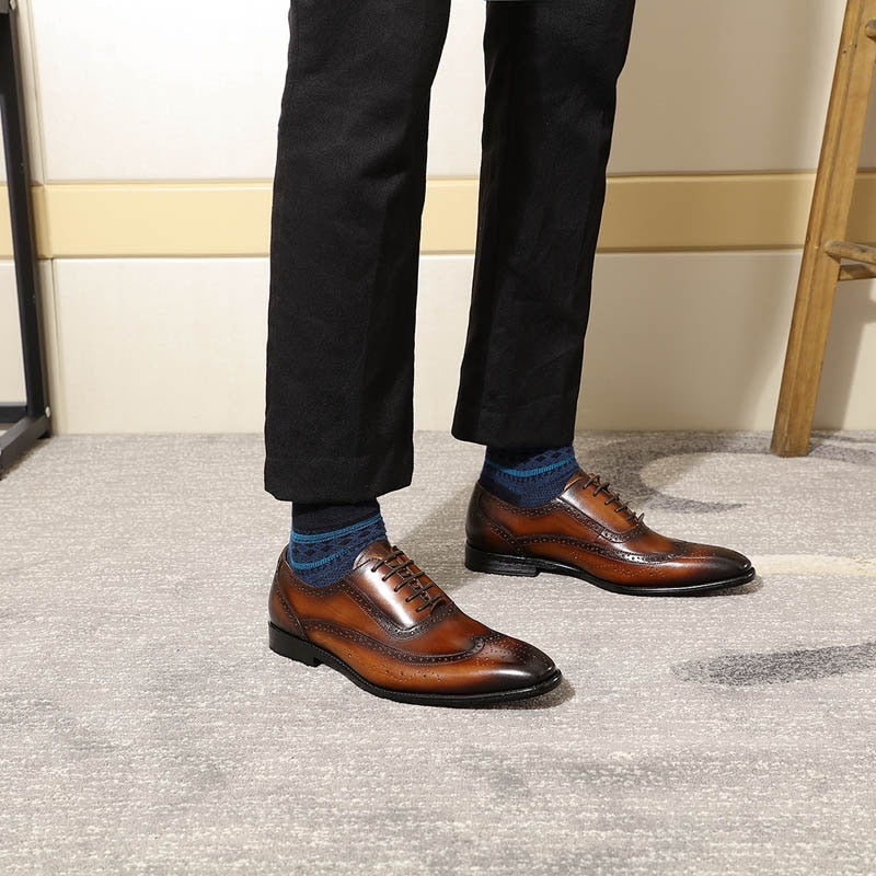 FELIX CHU Classic Wingtip Medallion Brogue Oxford Men&