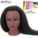 Female Mannequin Head With Hair For Braiding African Mannequin Practice Hairdressing Training Head Dummy Head For Cosmetology