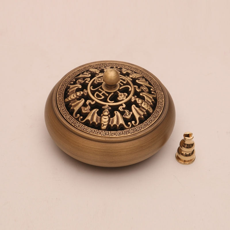 Quemador de incienso de tres patas de artesano de cobre, placa de estufa Zen Xuande, quemador de sándalo, quemador de incienso puro