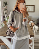 Conjunto informal de dos piezas para mujer, sudadera elegante con capucha y falda acampanada Harajuku, conjunto de dos piezas con bolsillo delantero, novedad de 2022