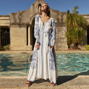 Jastie Bahia Maxi vestido Mujer verano otoño manga larga bordado Vintage vestido largo 2022 Boho playa Hippie Vestidos sueltos Mujer
