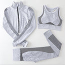 Conjuntos de 2 piezas para mujer, conjuntos de Yoga, ropa de gimnasio sin costuras, abrigo deportivo, mallas de cintura alta, traje deportivo para niña, ropa deportiva