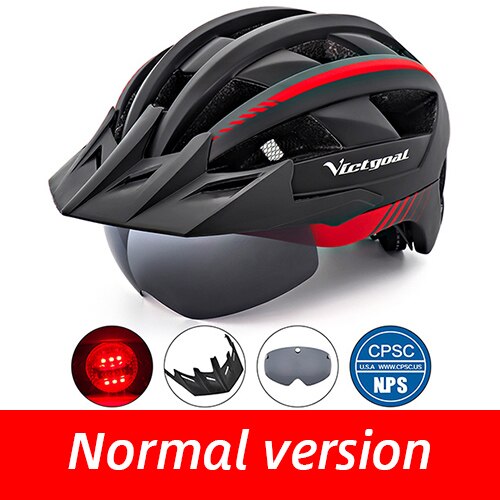 Victgoal Bicycle Helmet LED Moutain Road USB Rechargeable Light Cycling Helmet For Man Sun Visor Goggles Men MTB Bike Headgear