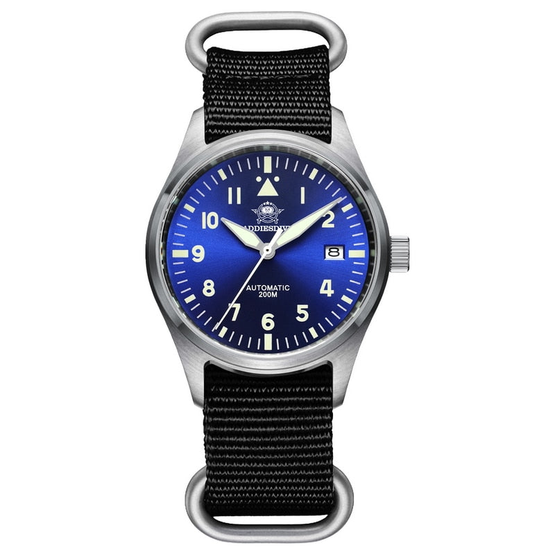 Diver Mechanical Dive Watch For Men Leather Sapphire Crystal Business Men&