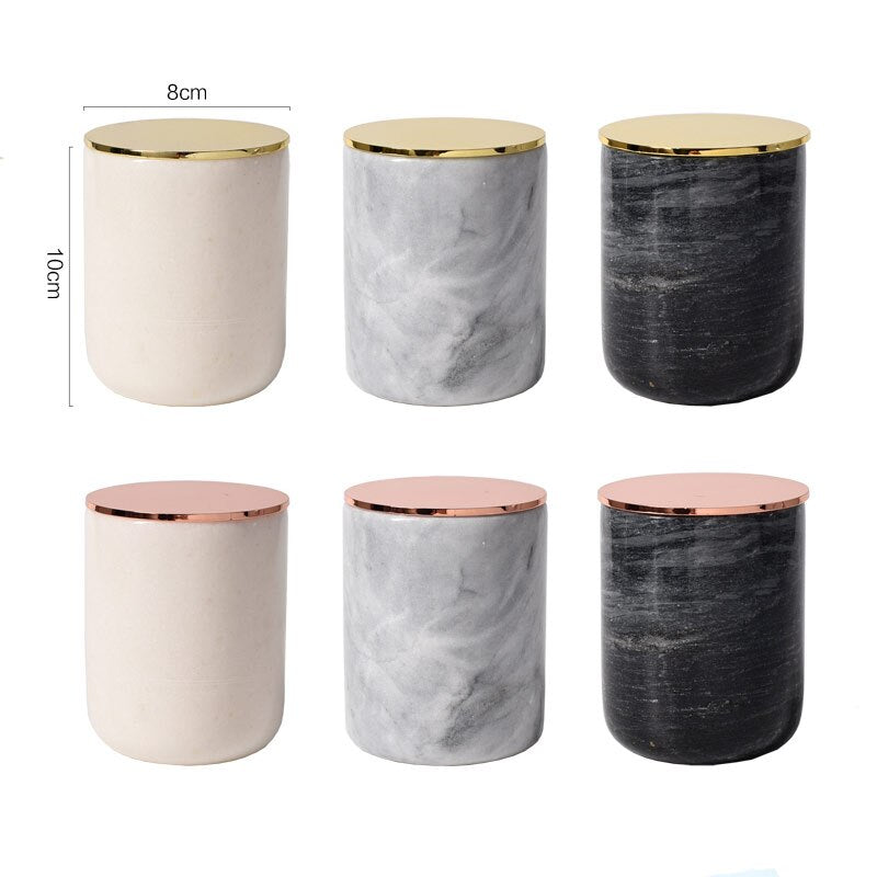 Natural Marble Candle Holder For Pillar Candle Europe Candlestick Nordic Home Decoration Wedding Candelabra with Stainless Cover