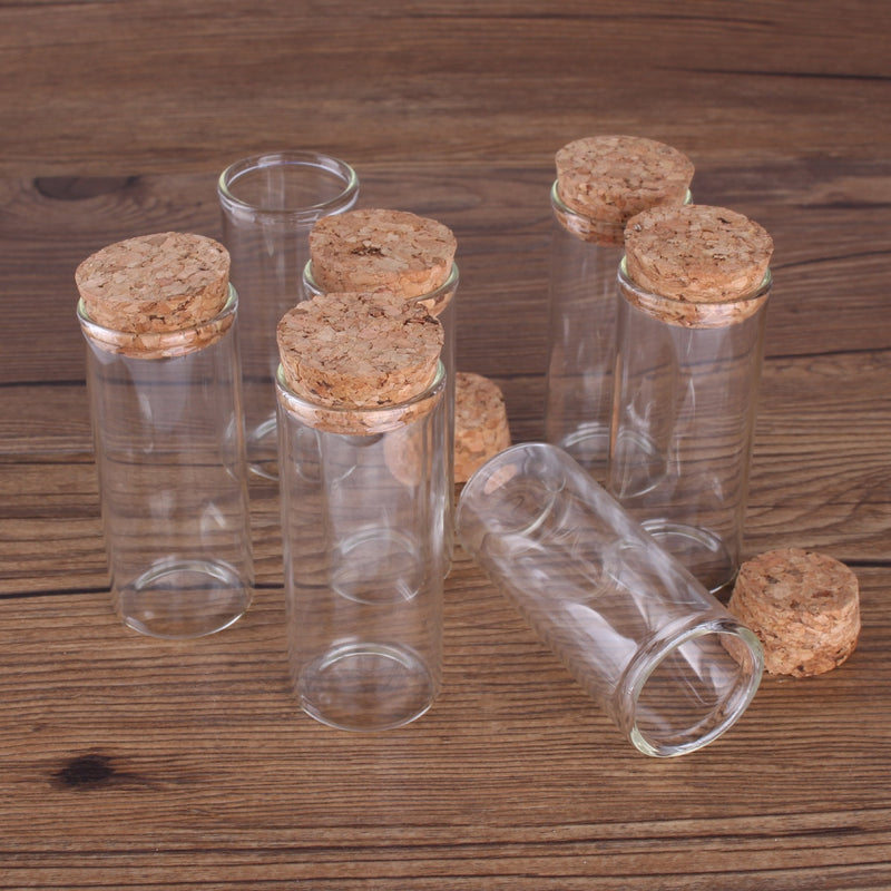 15ml/25ml/30ml/35ml/40ml/45ml/50ml/55ml/60ml/80ml/100ml Small Glass Test Tube with Cork Stopper Bottles Jars Vials 24 pieces