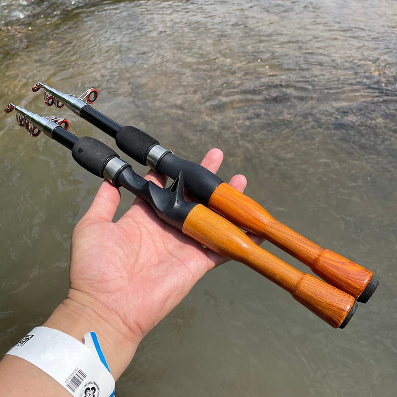 Caña de pescar con señuelo 1,3 m 1,6 m 1,8 m fundición giratoria de carbono Baitcasting Mini caña de señuelo de viaje ligera corta