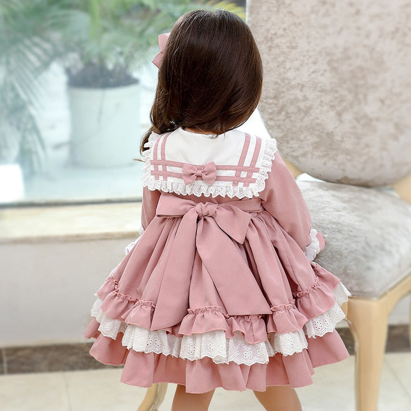 Baby Girls Spanish Dress Children Bowknot Lolita Ball Gowns Kids Birthday Pageant Party Dresses infant Vintage Princess Vestidos