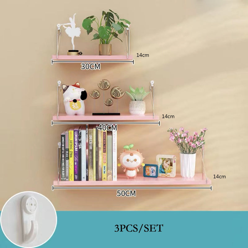 3PCS Wooden Wall Hanging Shelves Living Room Decor Display Stand Flower Pot Bookcase Holder Rack Bathroom Kitchen Storage Shelf