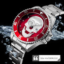 SKMEI Herren Quarz Totenkopf-Uhr Herren Edelstahl Skelett Kreativ Uhren Männlich Uhr Wasserdicht Armbanduhr Relogio Masculino