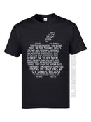 Wordcloud Apple Typography Letter Tshirts Text Crewneck 100% Cotton Man Tops T Shirt Language Quotes Tshirts For Men