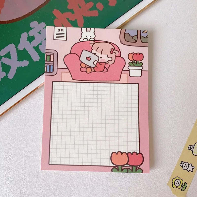 MINKYS Kawaii 50 hojas Bloc de notas papel para hacer lista de verificación planificador diario Bloc de notas Paperlaria escuela coreana papelería